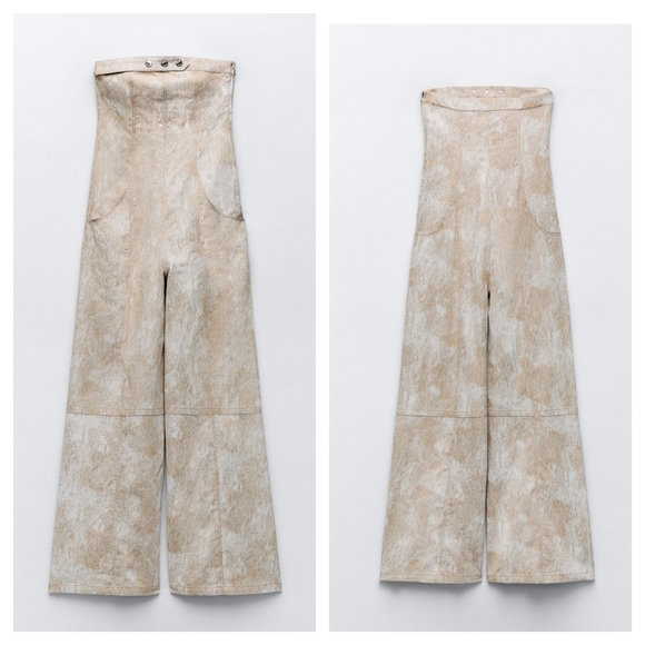 Zara Printed Linen Blend Jumpsuit - Picture 10 of 13